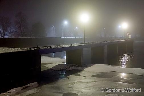 Winter Canal Basin_32812-7.jpg - Photographed on a foggy night along the Rideau Canal Waterway at Smiths Falls, Ontario, Canada.